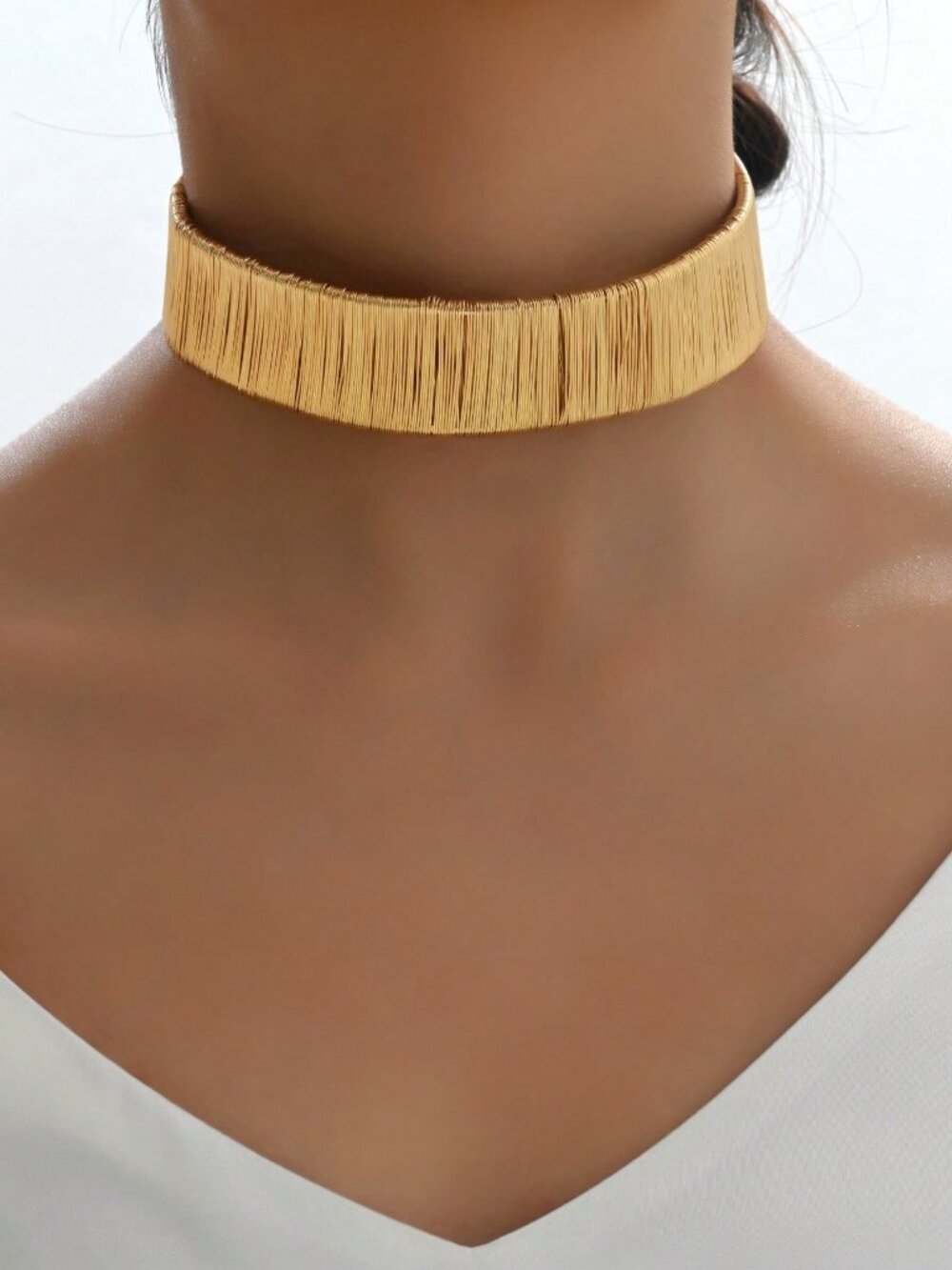 Gold Punk Women's Minimalist Woven Choker Necklace,